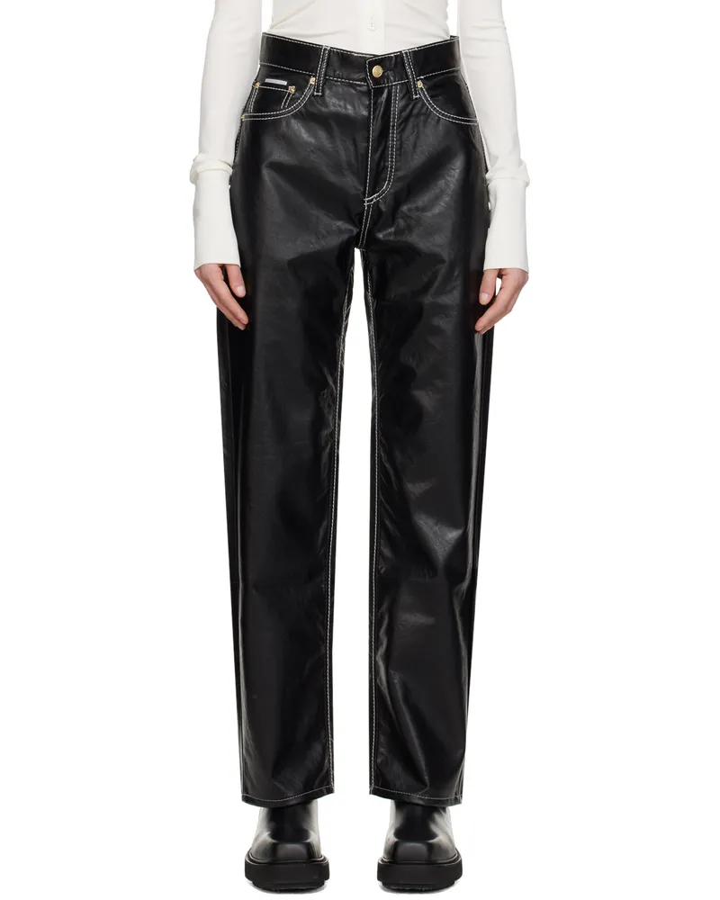 Eytys Black Benz Faux-Leather Jeans Vegan