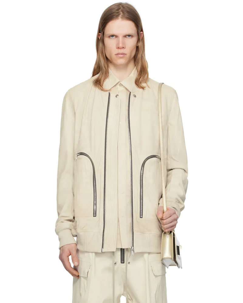 Rick Owens Off-White Hollywood Bauhaus Leather Flight Jacket 41