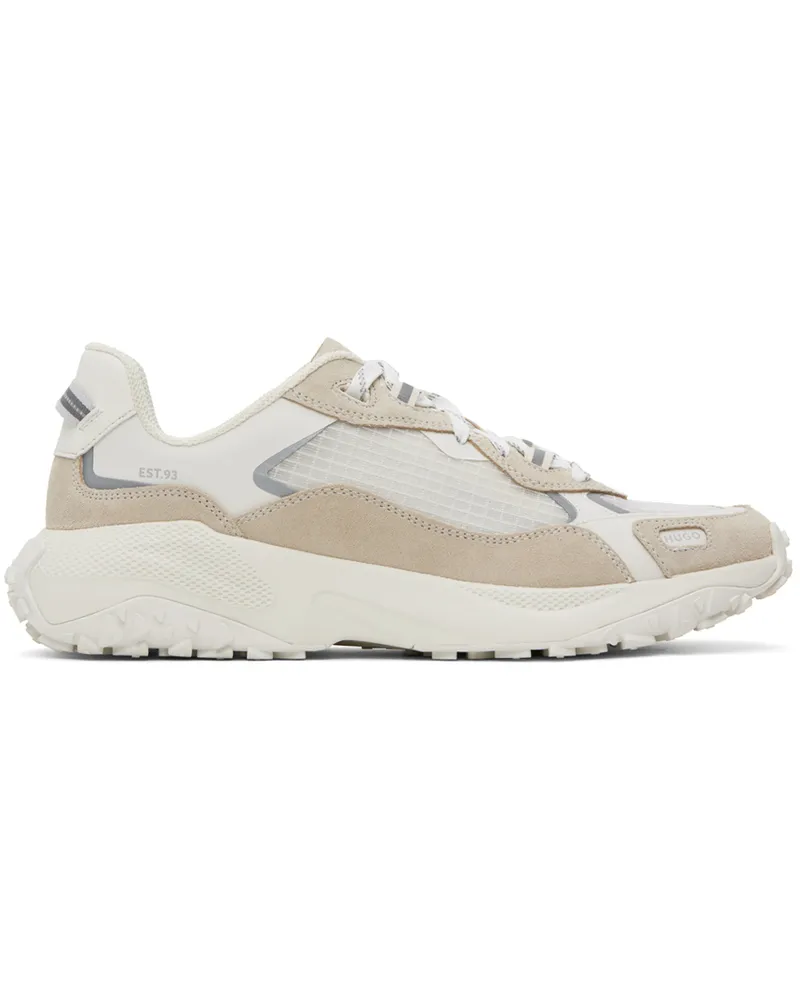 HUGO BOSS Off-White Mixed-Material Ripstop Mesh Sneakers Open