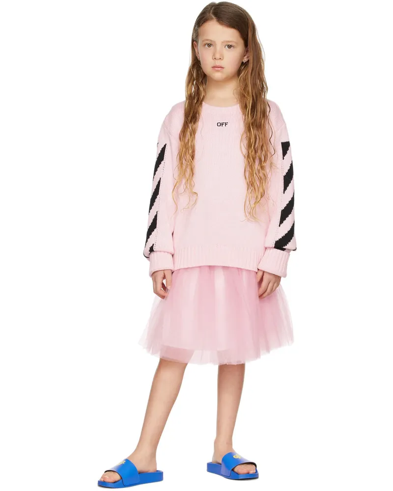 OFF-WHITE Kids Pink Tulle Logo Band Skirt Pink