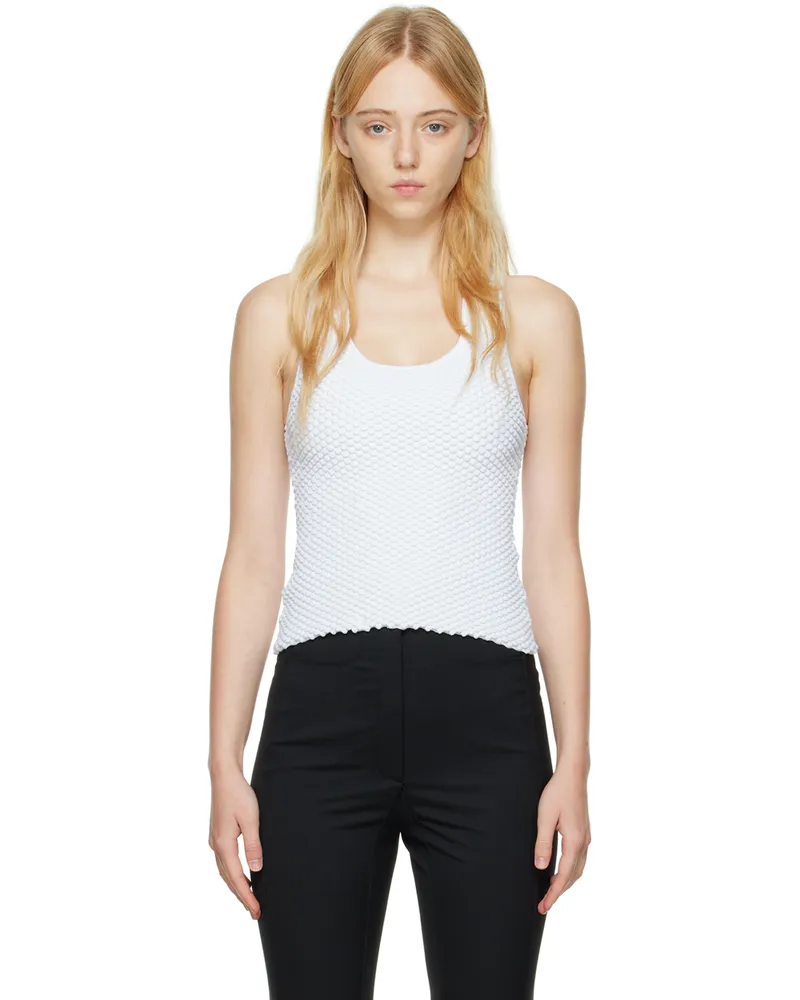 BEVZA White Fish Scales Tank Top White
