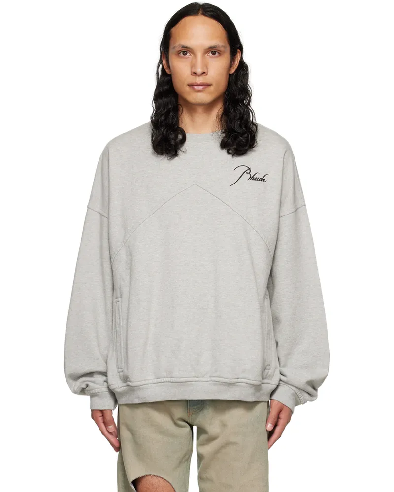 RHUDE Gray Crewneck Sweatshirt Heather