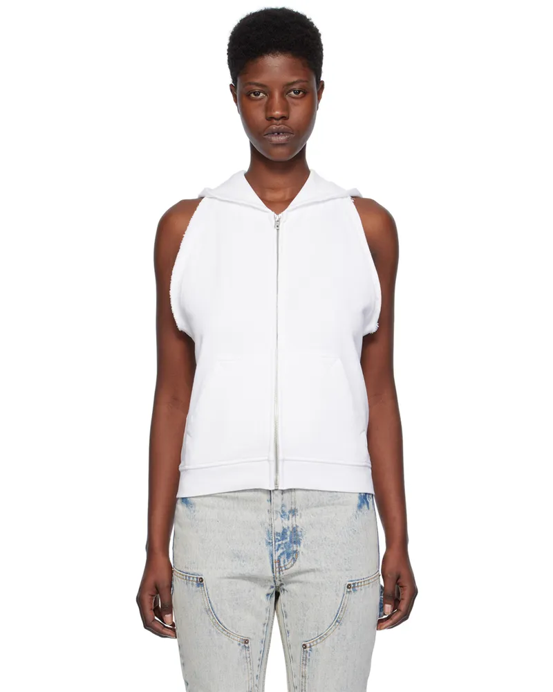 WE 11 DONE White Sleeveless Hoodie White