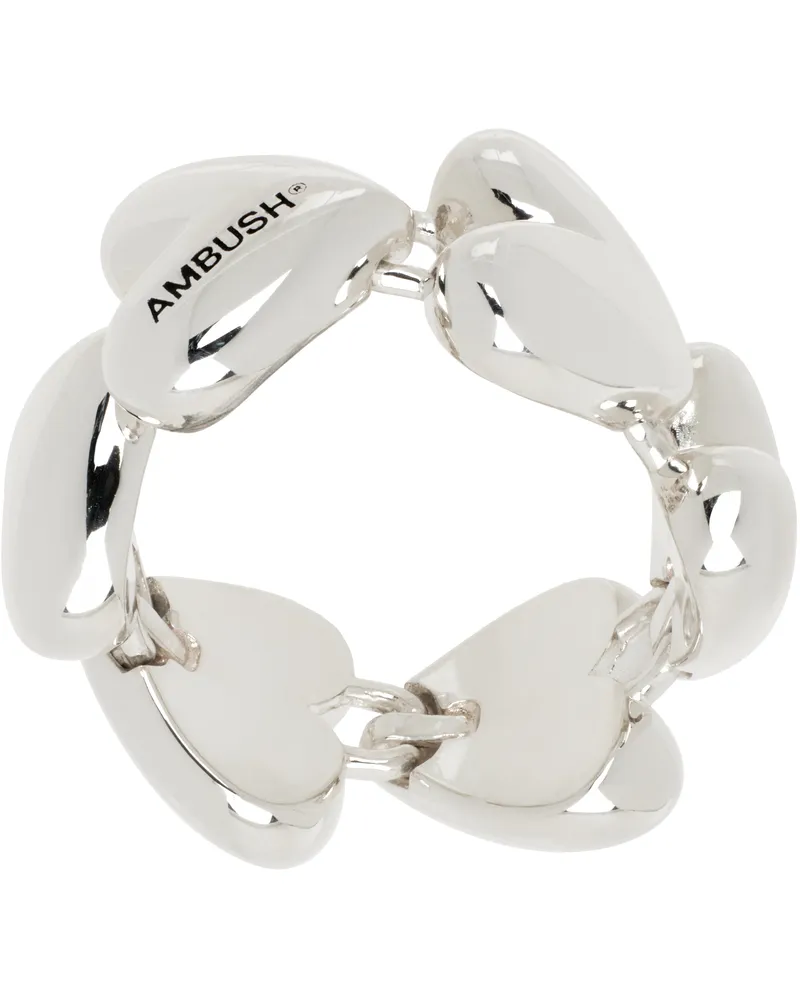 AMBUSH Silver Heart Link Ring Silver