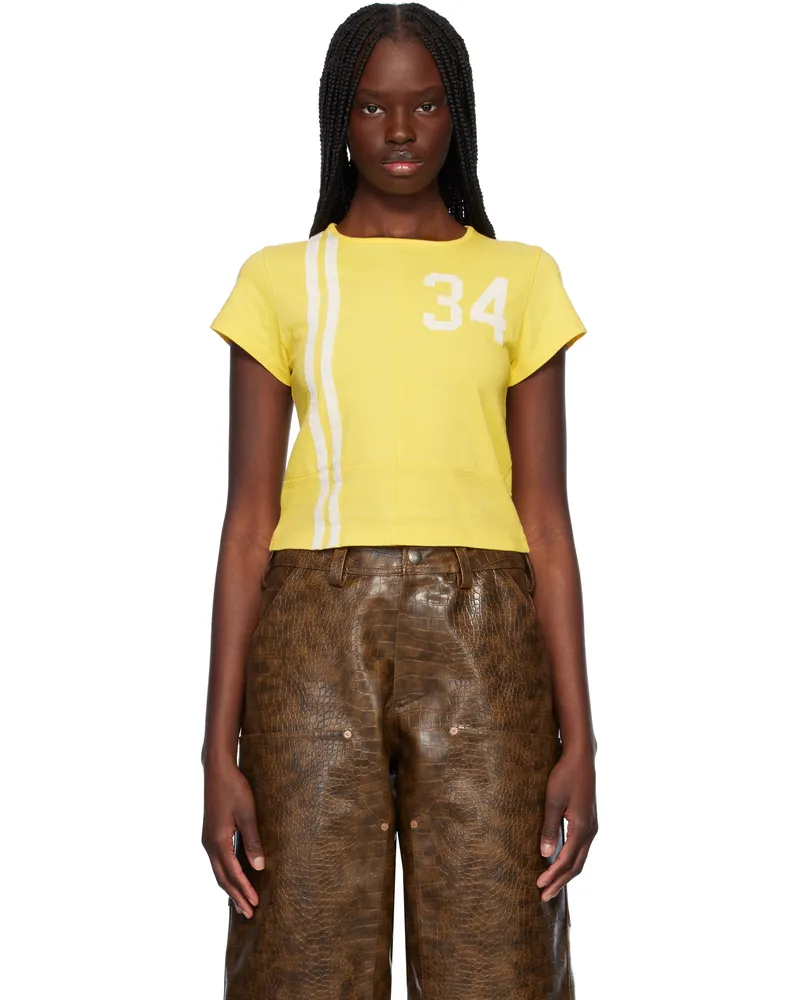 AMBUSH Yellow Paneled Fitted T-shirt 35