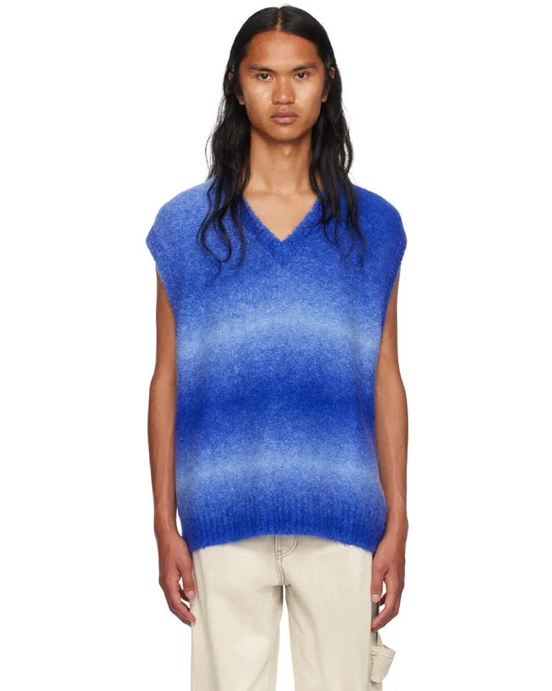 Wooyoungmi Blue Stripe Vest Blue