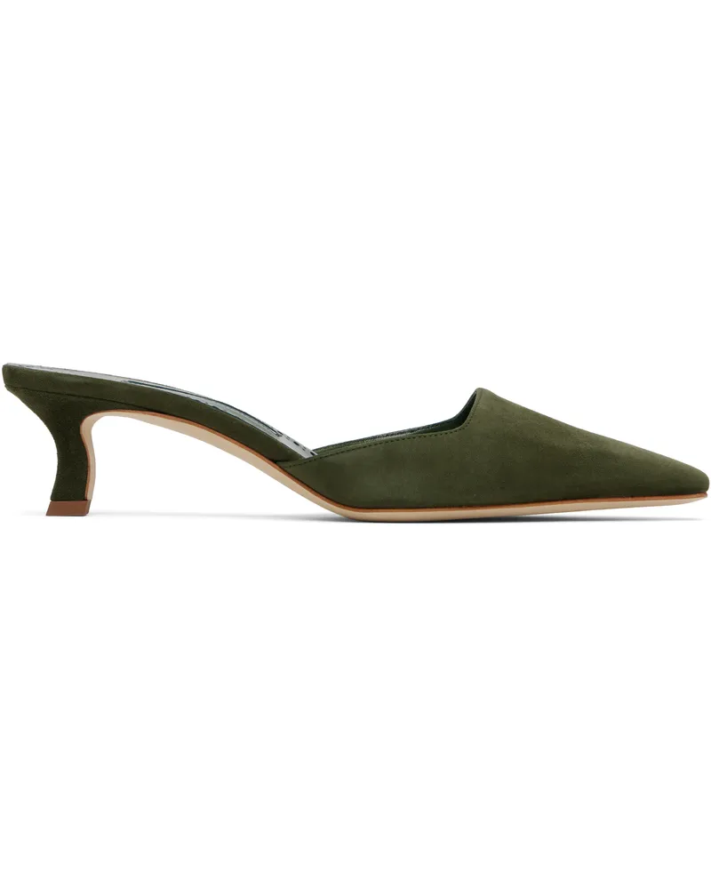Manolo Blahnik Khaki Moiramu Mules Dkha