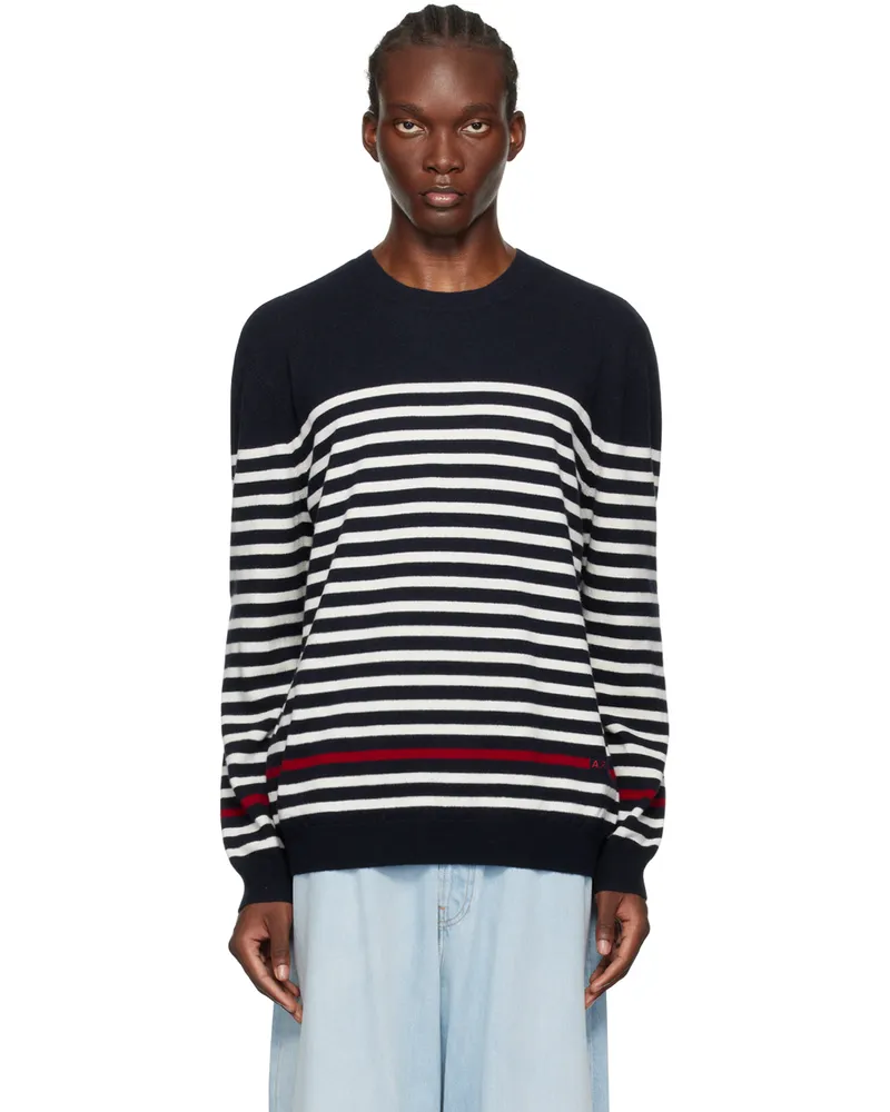 A.P.C. Navy & White Bobby Sweater Iak