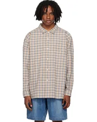 nanamica Orange Euro Check Shirt Ss