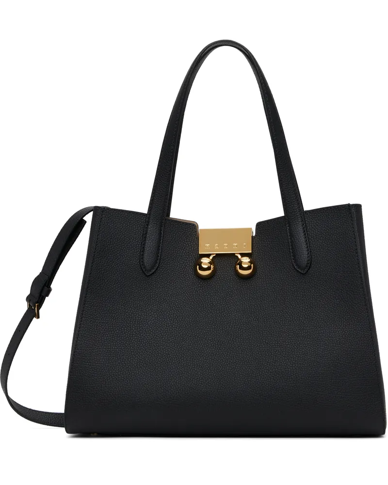 Marni Black Leather Trunkaroo Small Tote 00n99