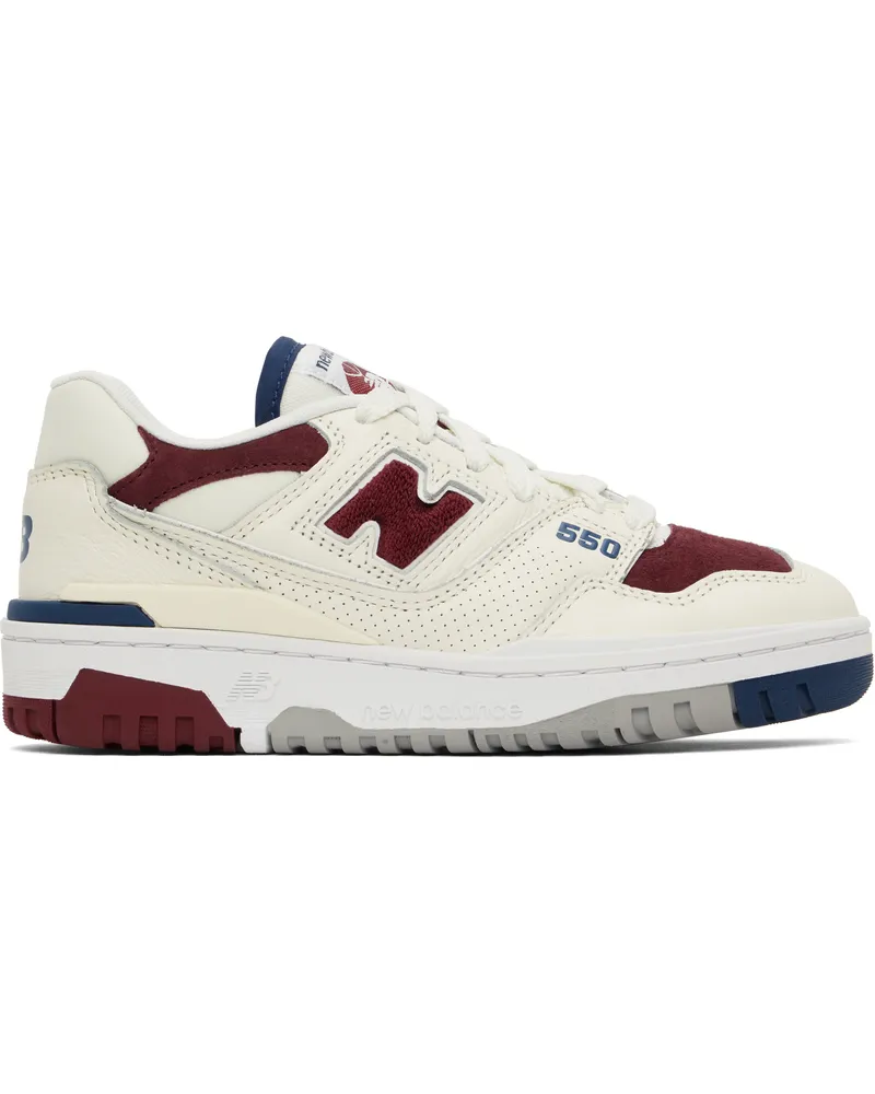 New Balance Off-White & Burgundy 550 Sneakers Sea