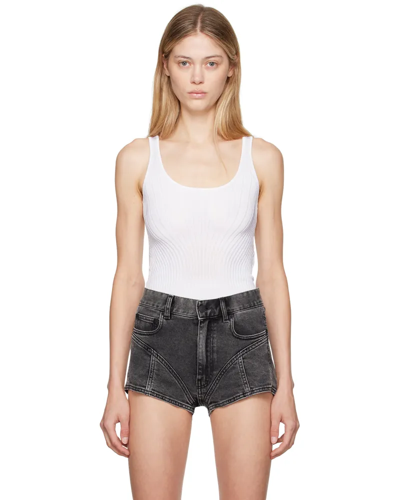 Thierry Mugler White Fitted Tank Top 1003