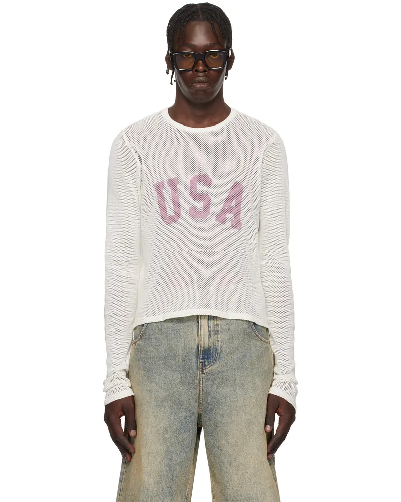 Guess Off-White Front Lettering T-shirt Pearl