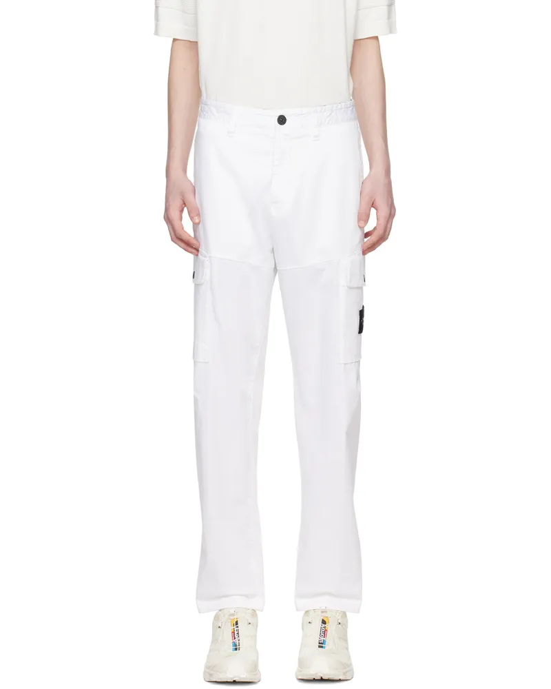 Stone Island White Patch Cargo Pants Vwhite