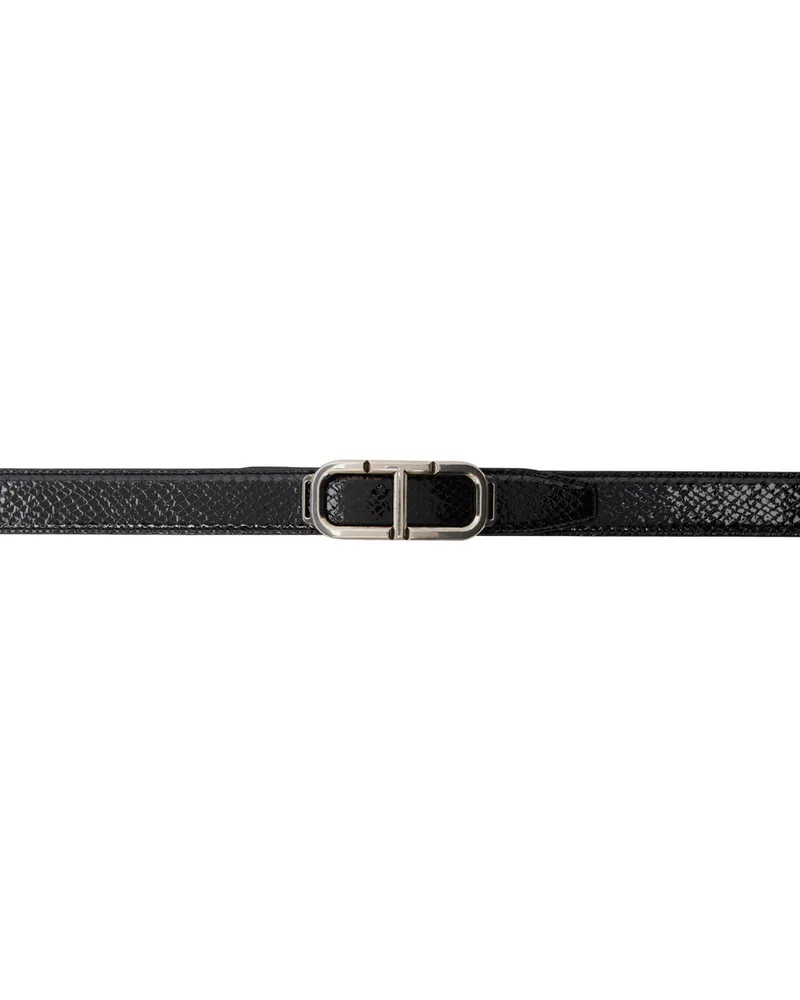 Tom Ford Black Printed Croc Stadium T Belt Black