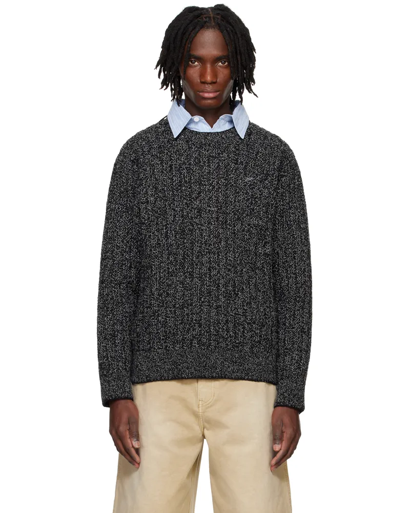 SOLID HOMME Gray Round Neck Stitch Knit Sweater 511b