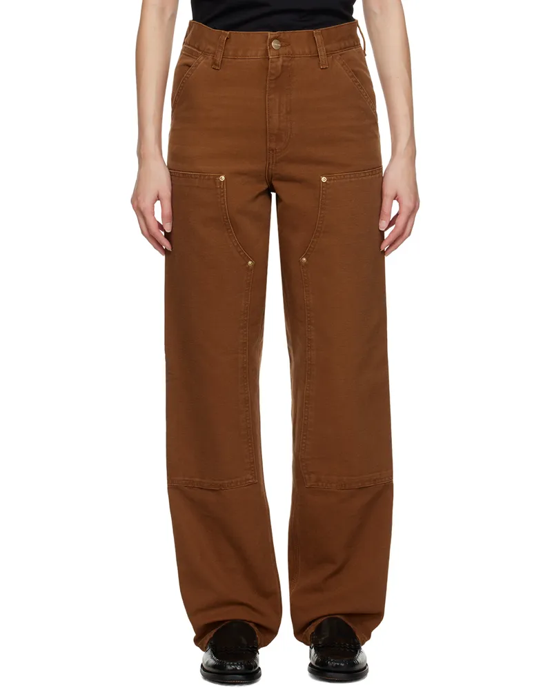 Carhartt WIP Brown Double Knee Jeans Deep