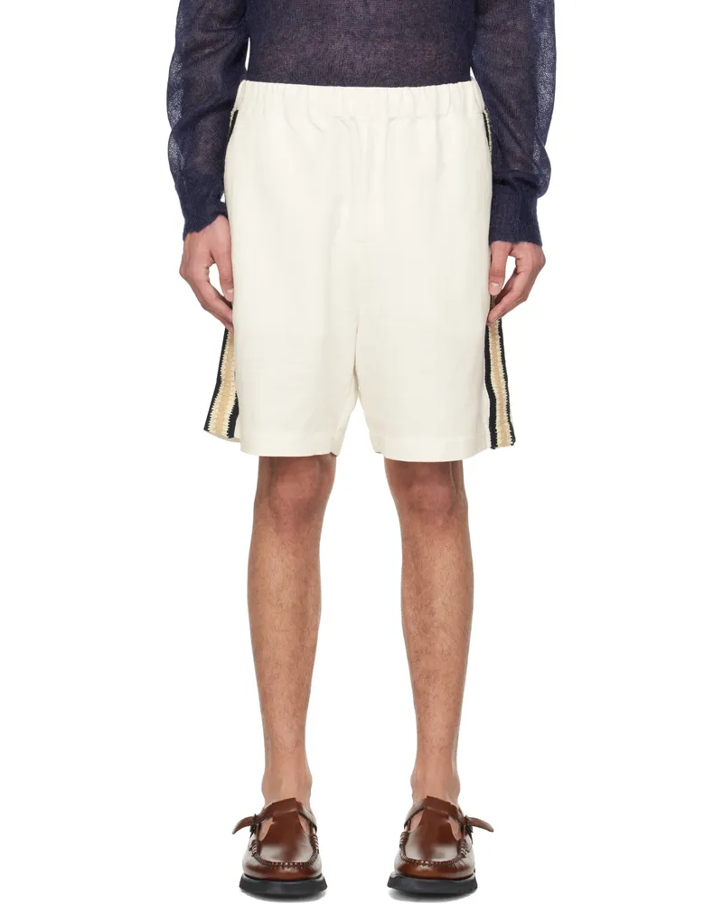 COMMAS White Hand Crochet Trim Shorts White