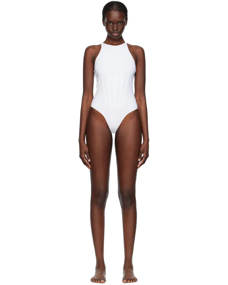 Thierry Mugler White Bonded Swimsuit 1016