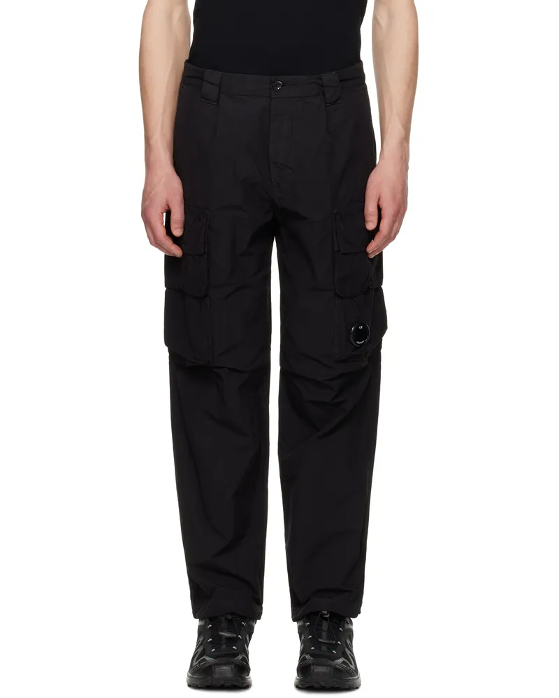 C.P. Company Black Flatt Nylon Cargo Pants 999