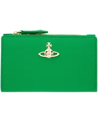 Vivienne Westwood Green Saffiano Slim Flap Card Holder Bright