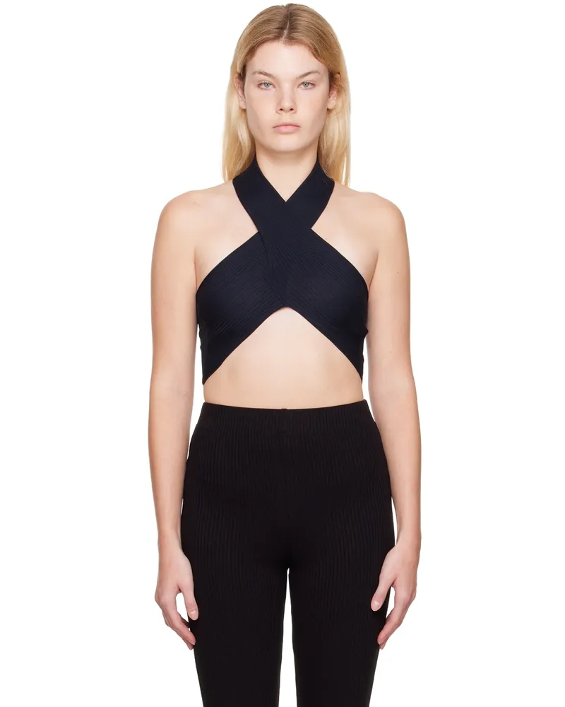 Stella McCartney Navy Sensual Stretch Wrapped Tank Top 4101