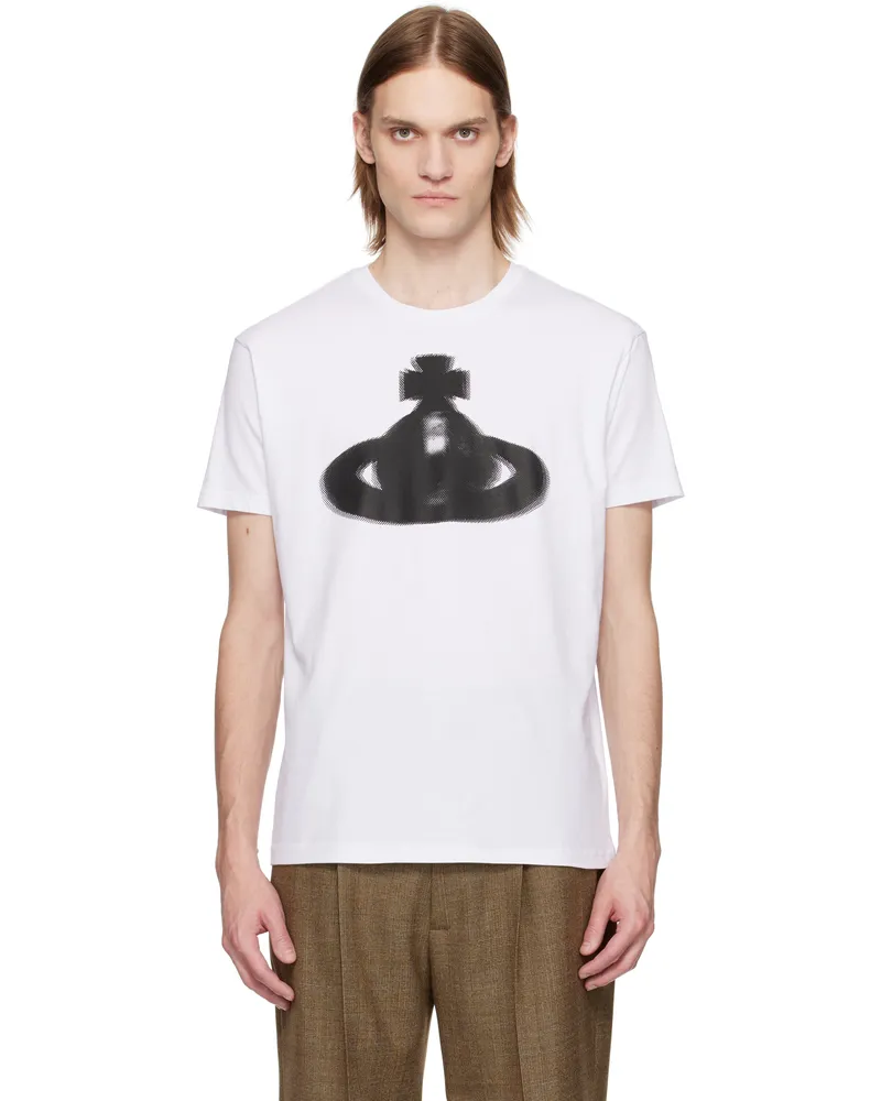 Vivienne Westwood White Halftone Orb Classic T-shirt Ss25-a401