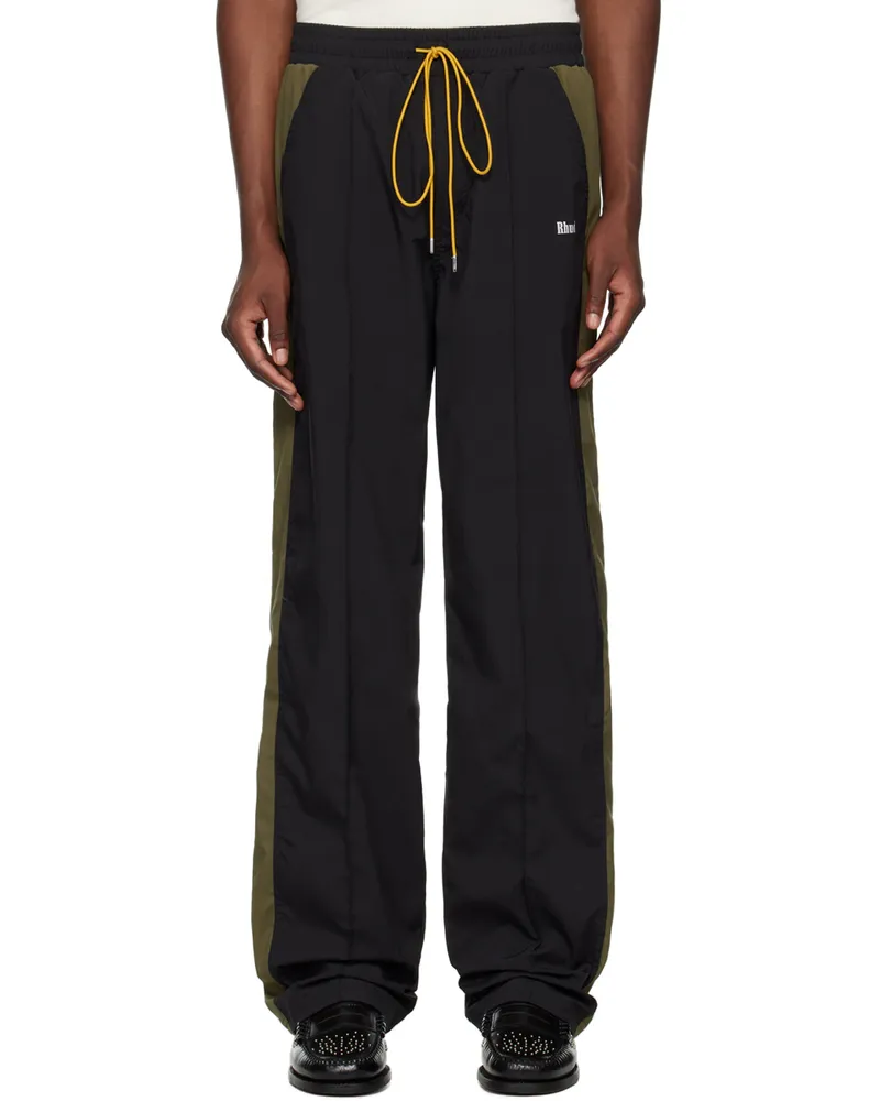 RHUDE Black & Green Aerial Track Pants Black