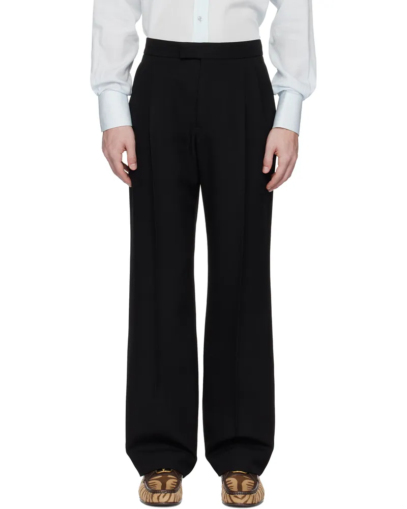 Valentino Garavani Black Grain de Poudre Wool Trousers 0nonero