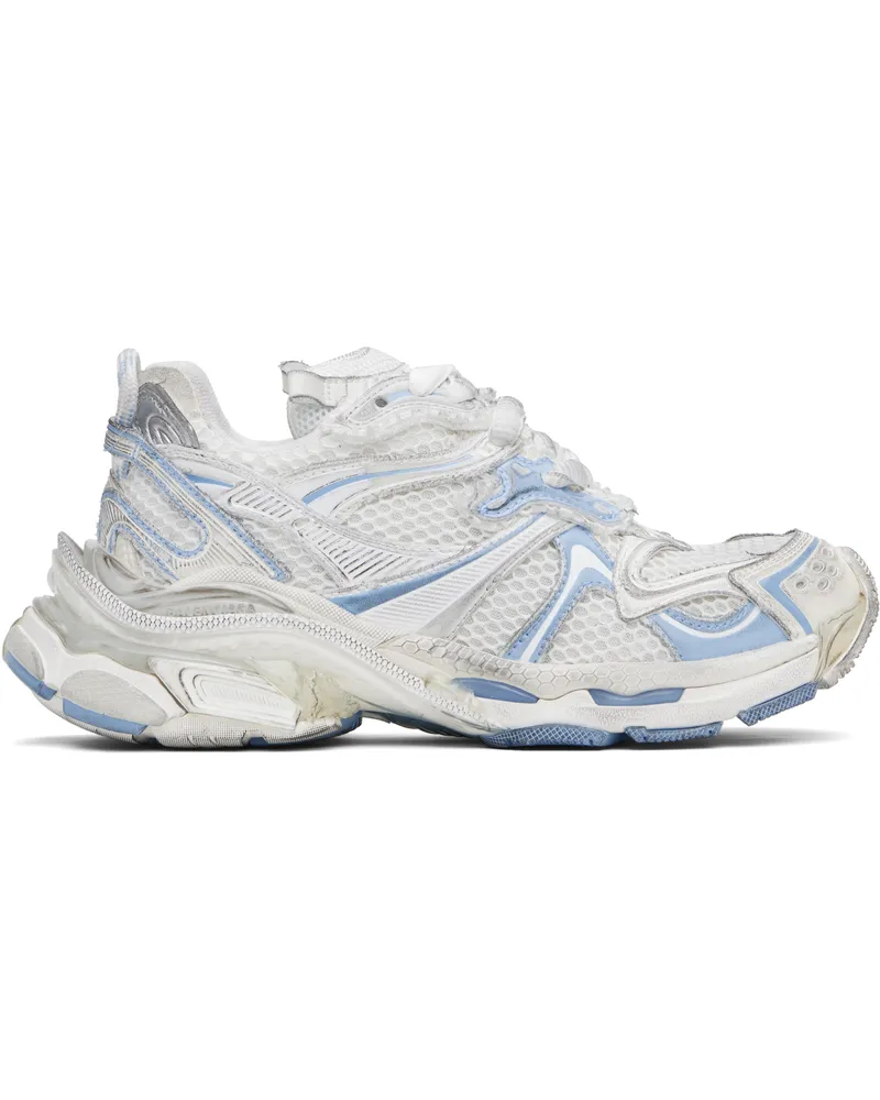 Balenciaga White & Blue Runner 2.0 Sneakers 9041