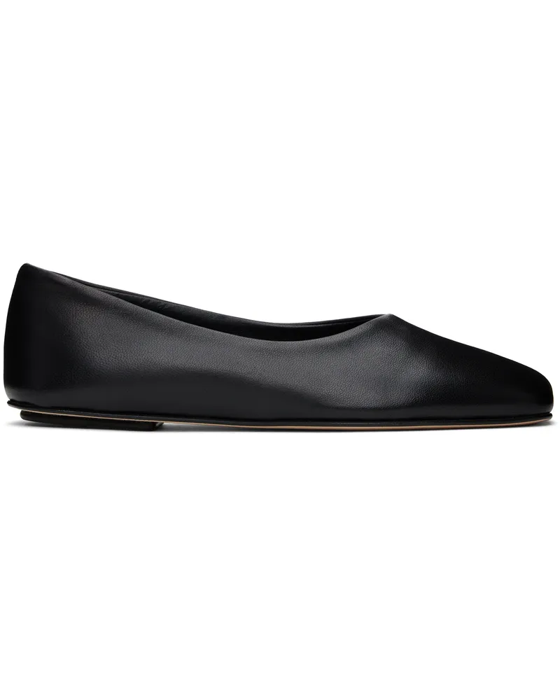 LEGRES Black Nappa Leather Ballerina Flats 1