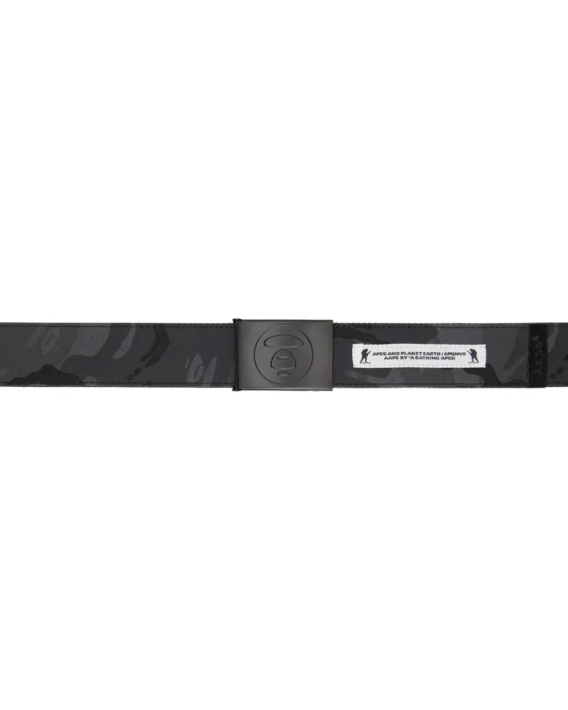 AAPE by A Bathing Ape Black 'AAPE' Moonface Logo Camo Reversible Belt Bkz