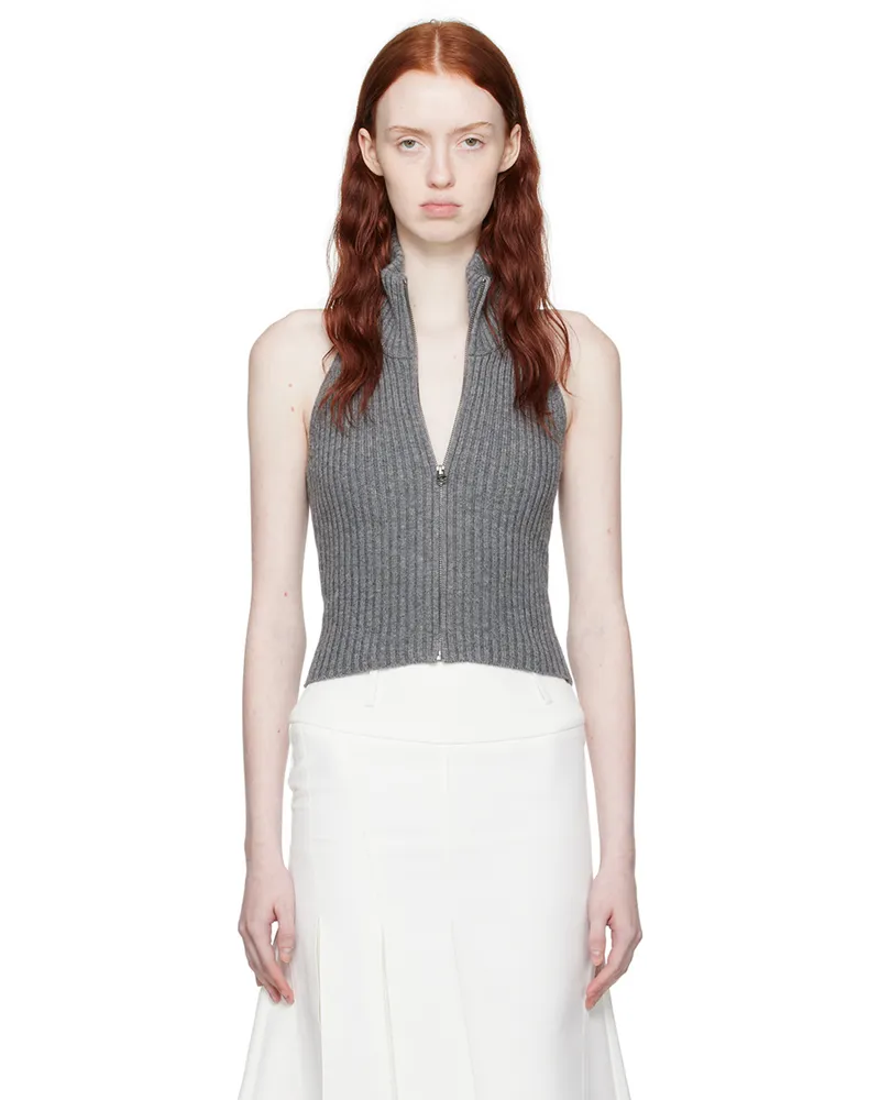 Fax Copy Express Gray Open Back Vest Grey