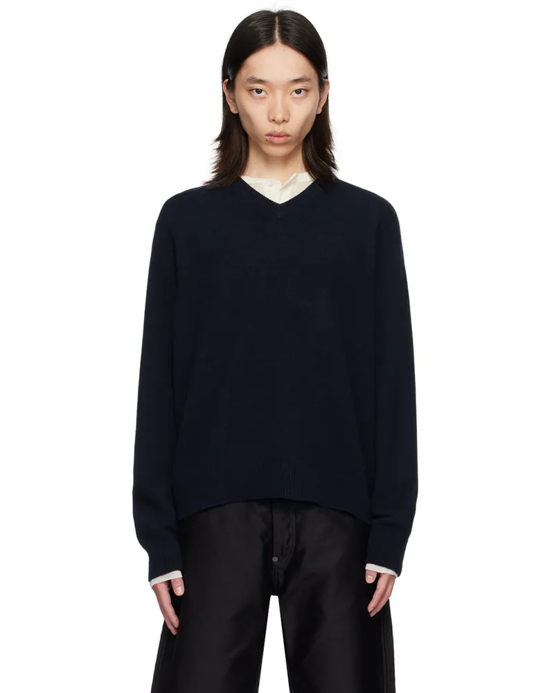 Maison Margiela Navy Washed Lambswool Sweater 511