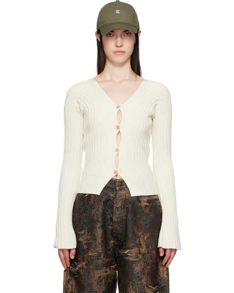 Acne Studios Off-White Button-Up Rib Cardigan Aeg