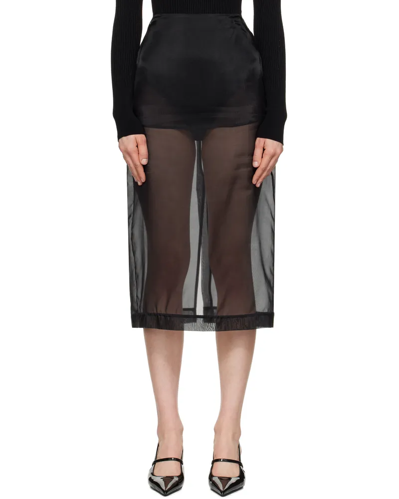 FRANKIE Shop Black Peri Sheer Midi Skirt 100