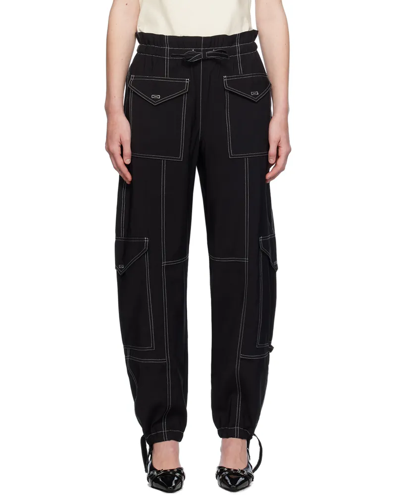 Ganni Black Light Slub Pocket Trousers 099