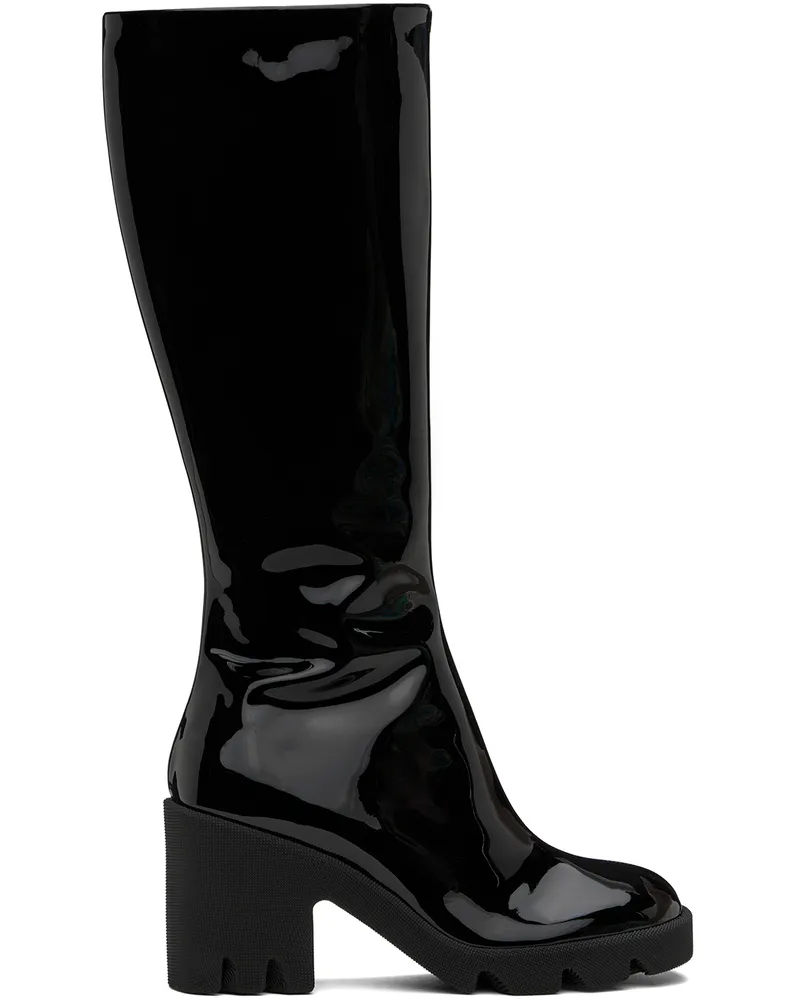 Burberry Black Leather Stride Boots Black