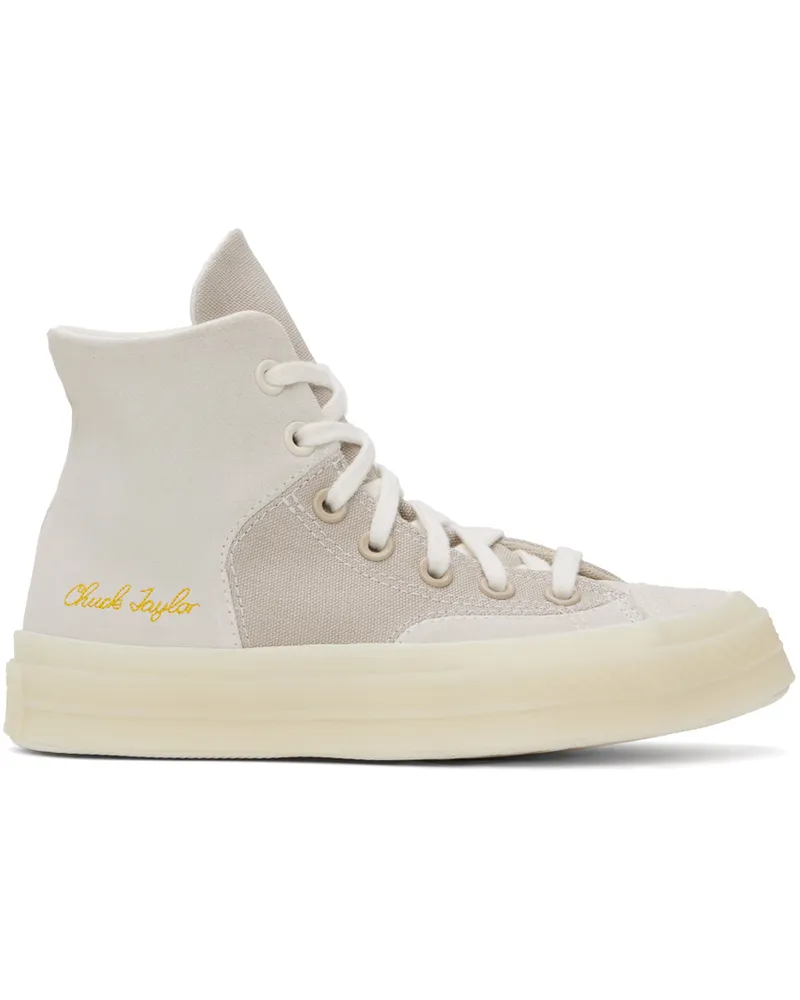 Converse Off-White & Taupe Chuck 70 Marquis Mixed Materials Sneakers Beach