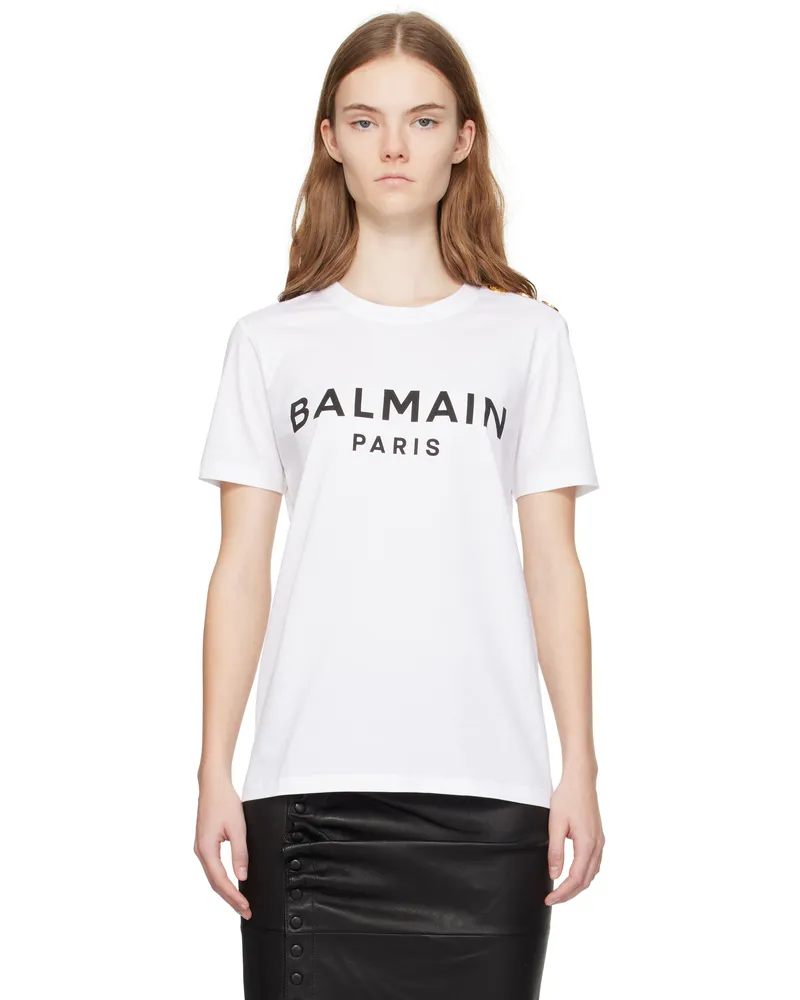 Balmain White 'Balmain Paris' T-shirt Gab