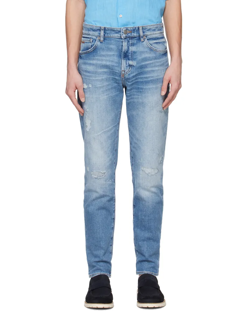 HUGO BOSS Blue Faded Jeans 448-turquoise