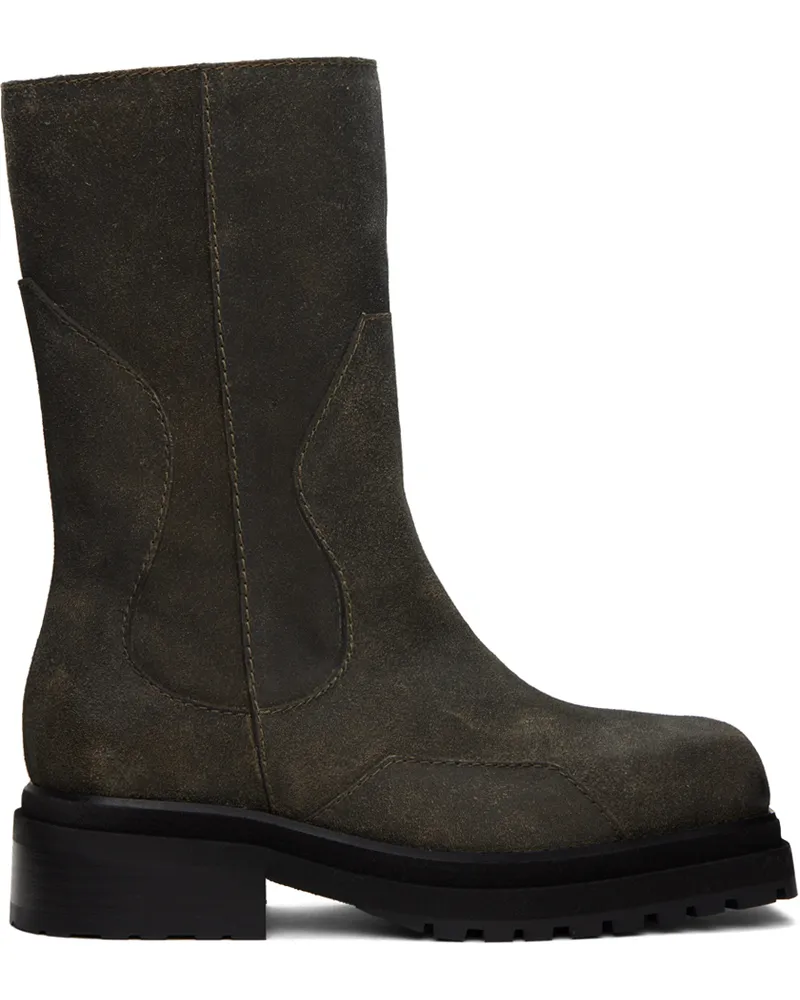 Eckhaus Latta Brown Stacked Boots Grey