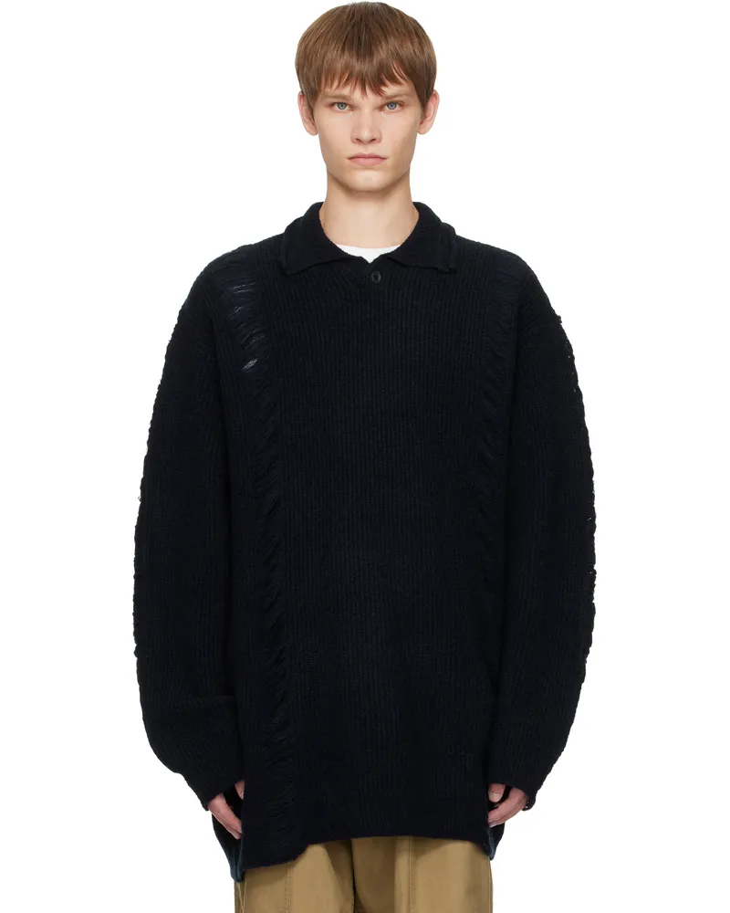 Yohji Yamamoto Navy One Button Polo 2