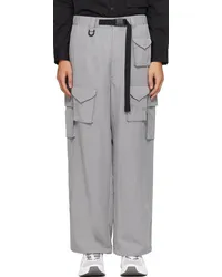 Y-3 Gray Belted Cargo Pants Grey