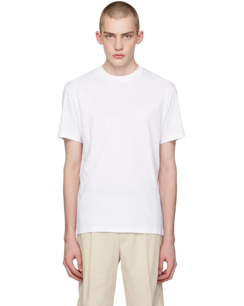 Giorgio Armani White Embroidered T-Shirt U090