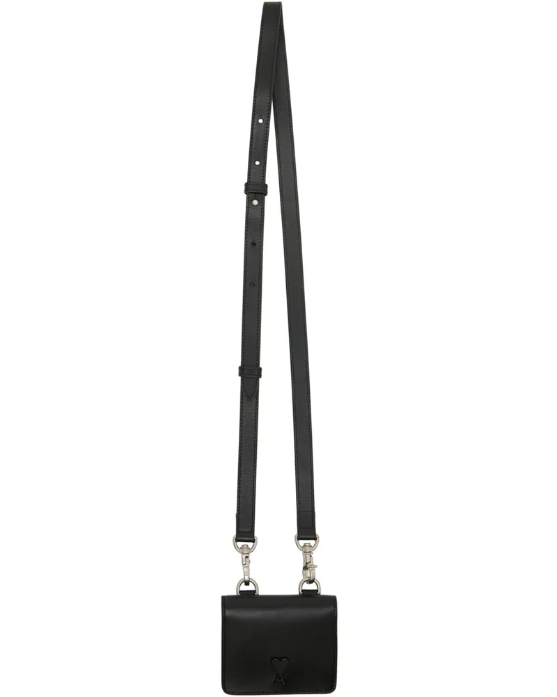 AMI Paris Black Ami de Cœur Strap Card Holder Black