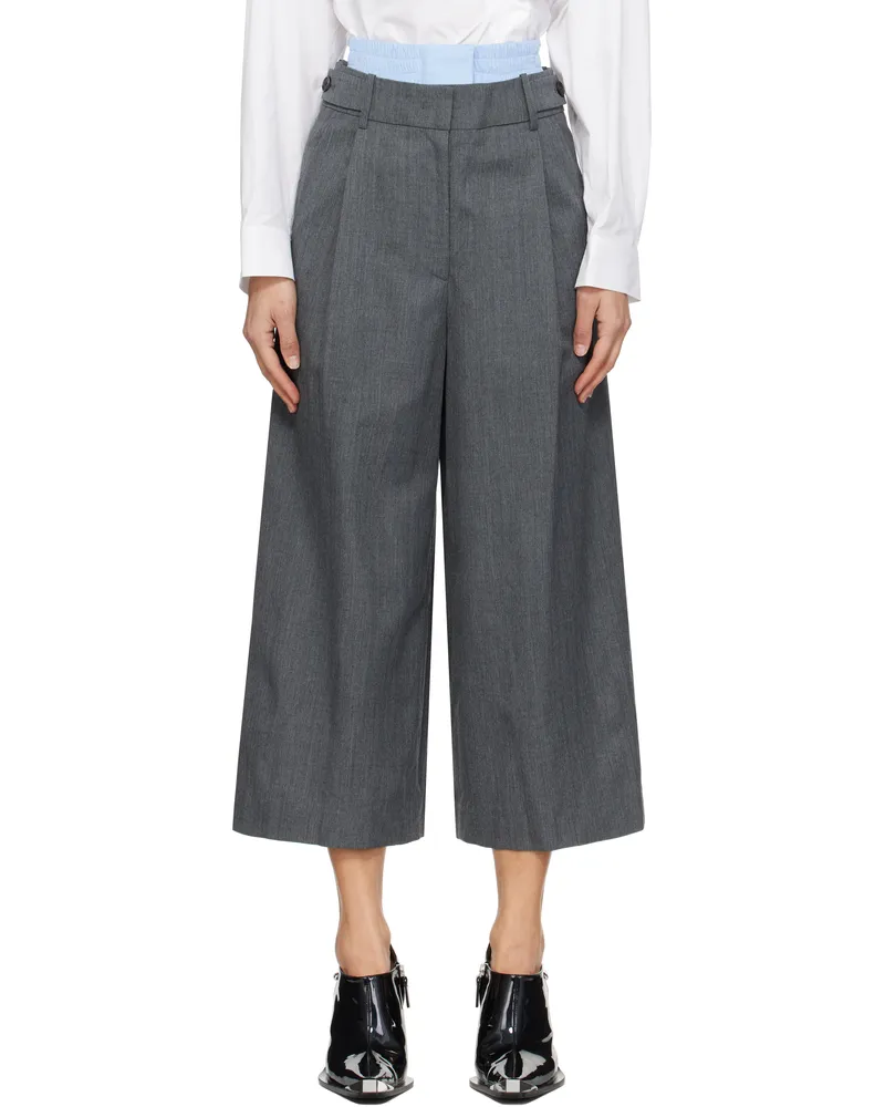 JUUN.J Gray Double Waisted Tucked Trousers Grey