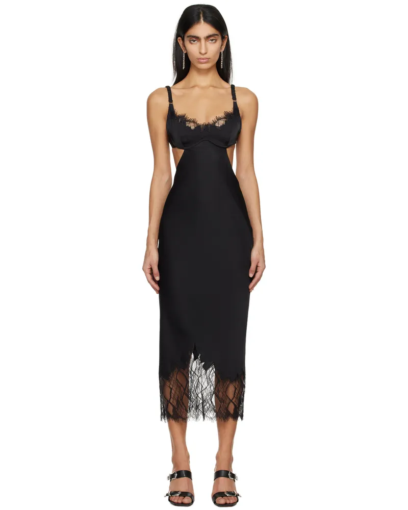 Dion Lee Black Sweetheart Neck Midi Dress Black