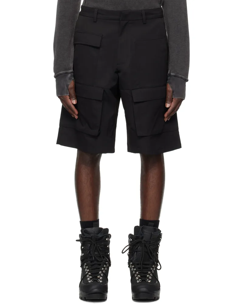 Heliot Emil Black Cellulae Cargo Shorts Black
