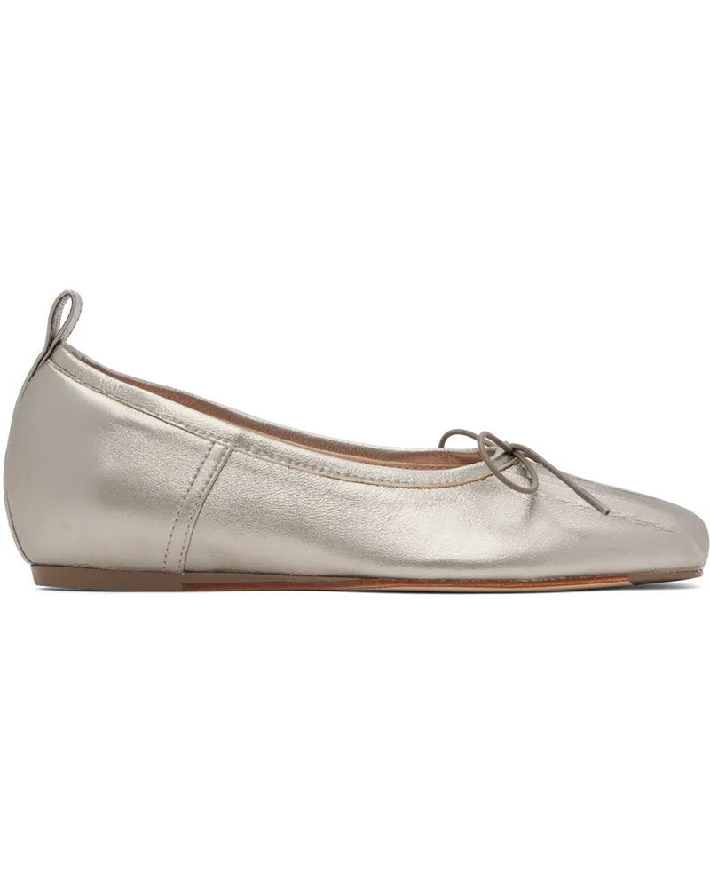 Simone Rocha Silver Classic Pleated Ballerina Flats Silver
